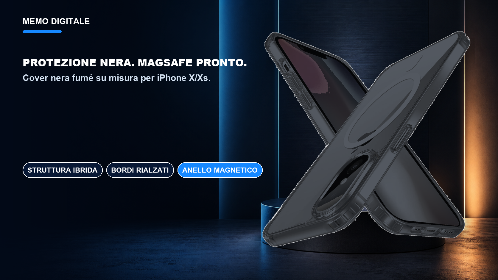 iPhone X/Xs · Protezione nera. MagSafe pronto.