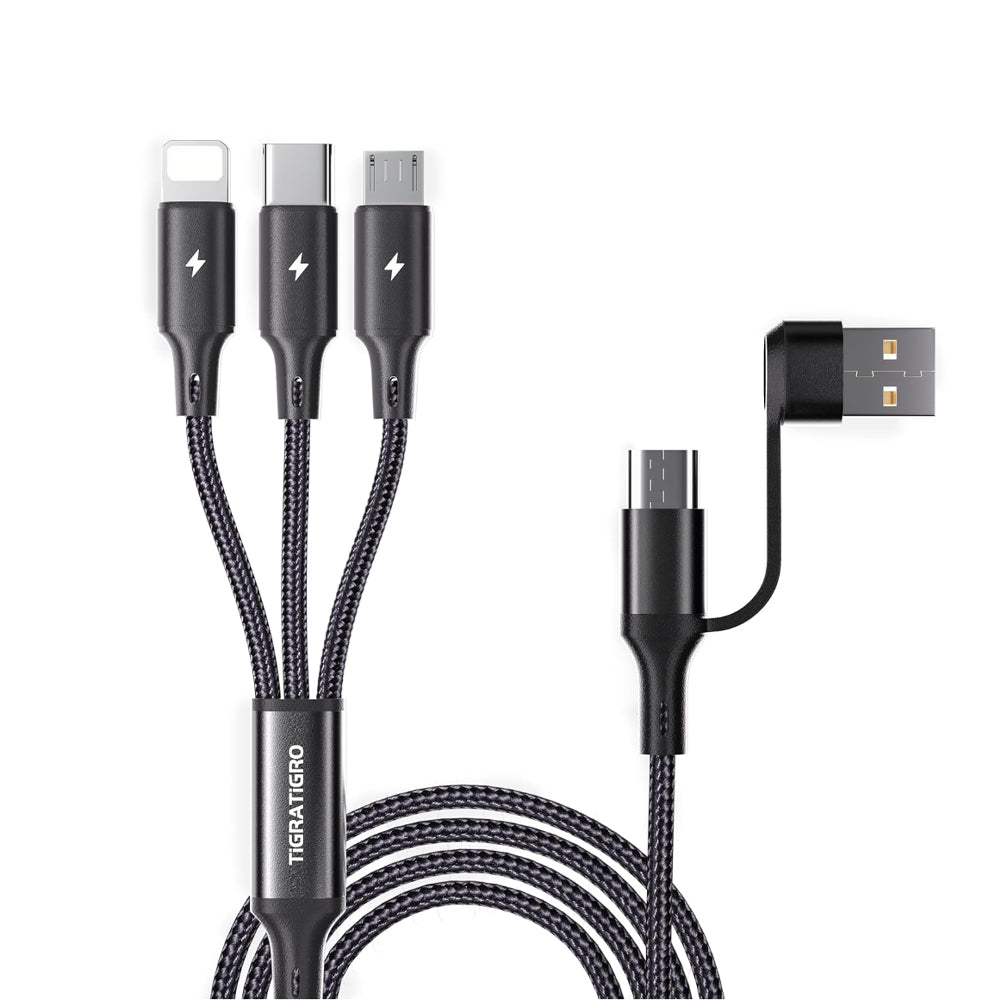 Cavo di ricarica multiplo 4 in 1 nero da 1,2 m o 1,8 m