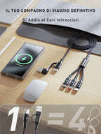 Cavo multiplo 4 in 1 compatto per viaggio e uso quotidiano