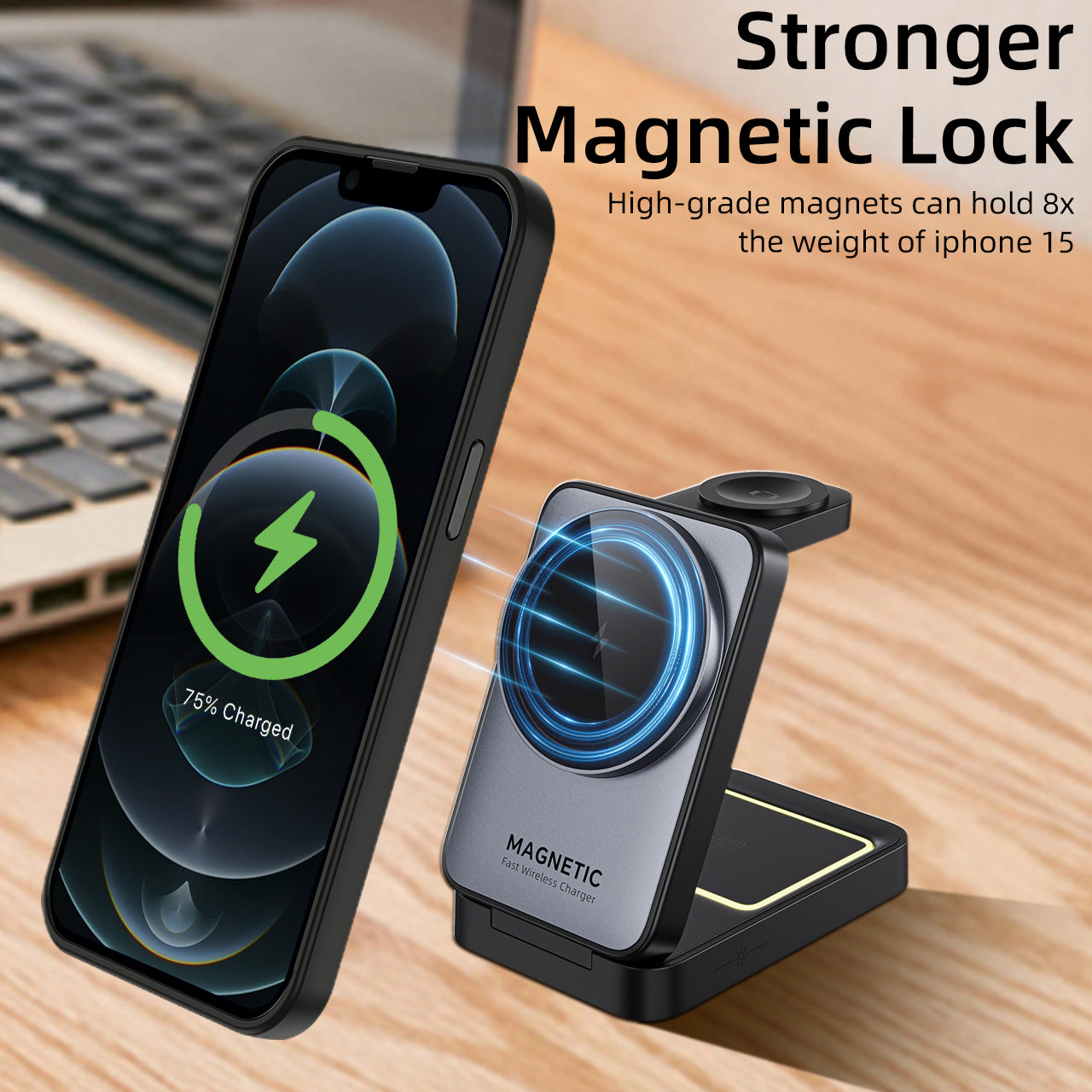 iPhone 12 Pro | Cover magnetica opaca nera | Immagine dettaglio 8