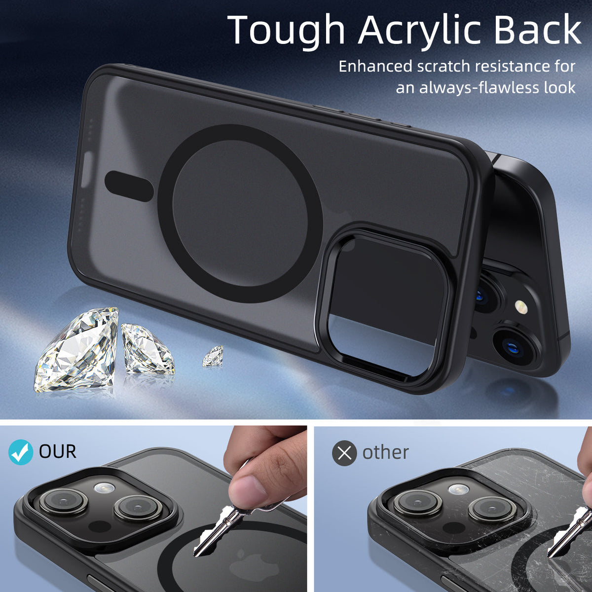 iPhone 14 | Cover magnetica opaca nera | Immagine dettaglio 4