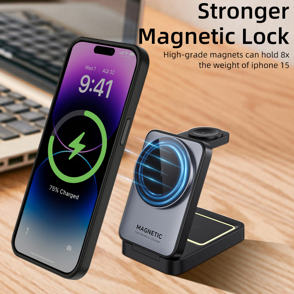 iPhone 14 Pro | Cover magnetica opaca nera | Immagine dettaglio 7