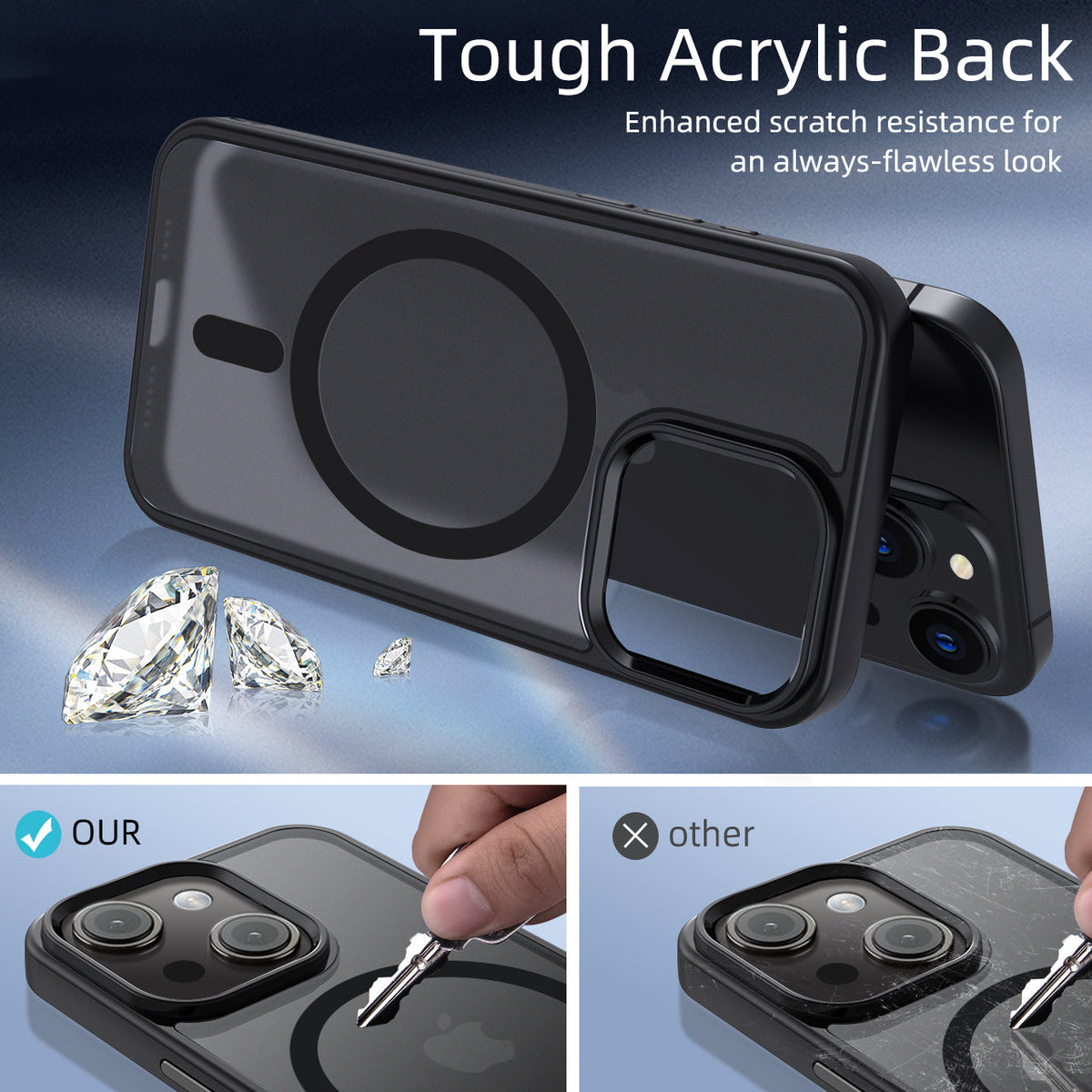 iPhone 15 | Cover magnetica opaca nera | Immagine dettaglio 4