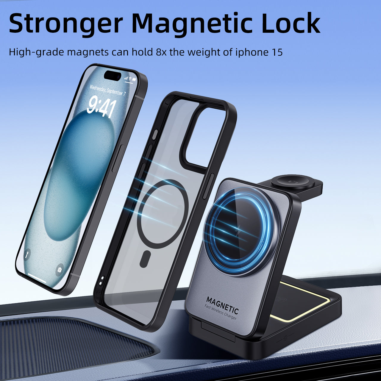 iPhone 15 | Cover magnetica opaca nera | Immagine dettaglio 6