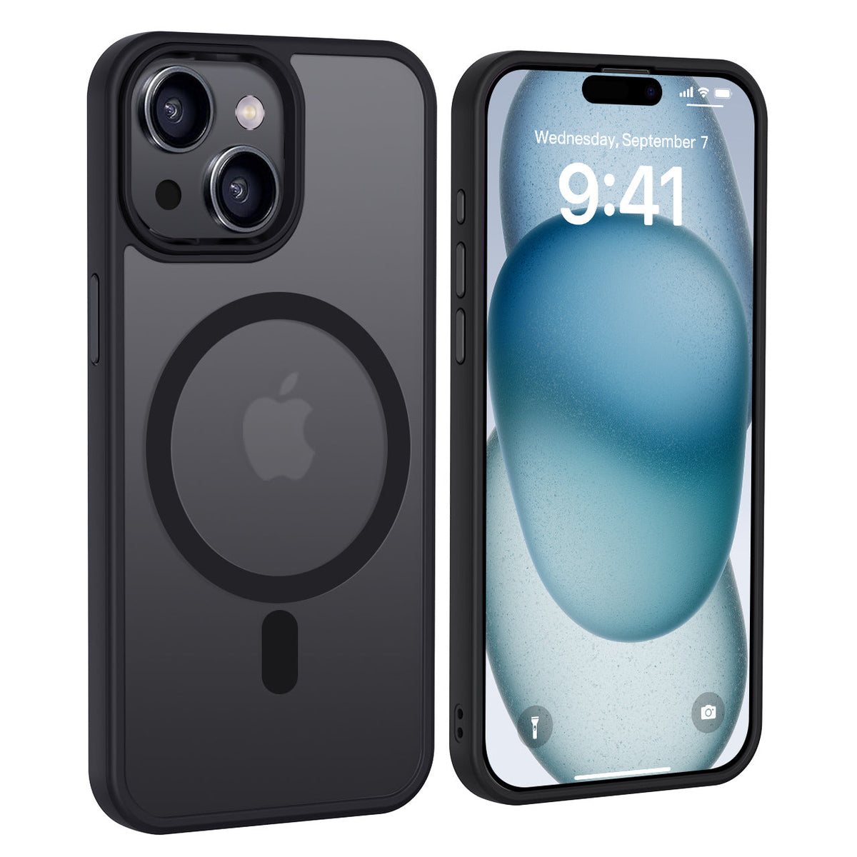 iPhone 15 Plus | Cover magnetica opaca nera | Vista principale