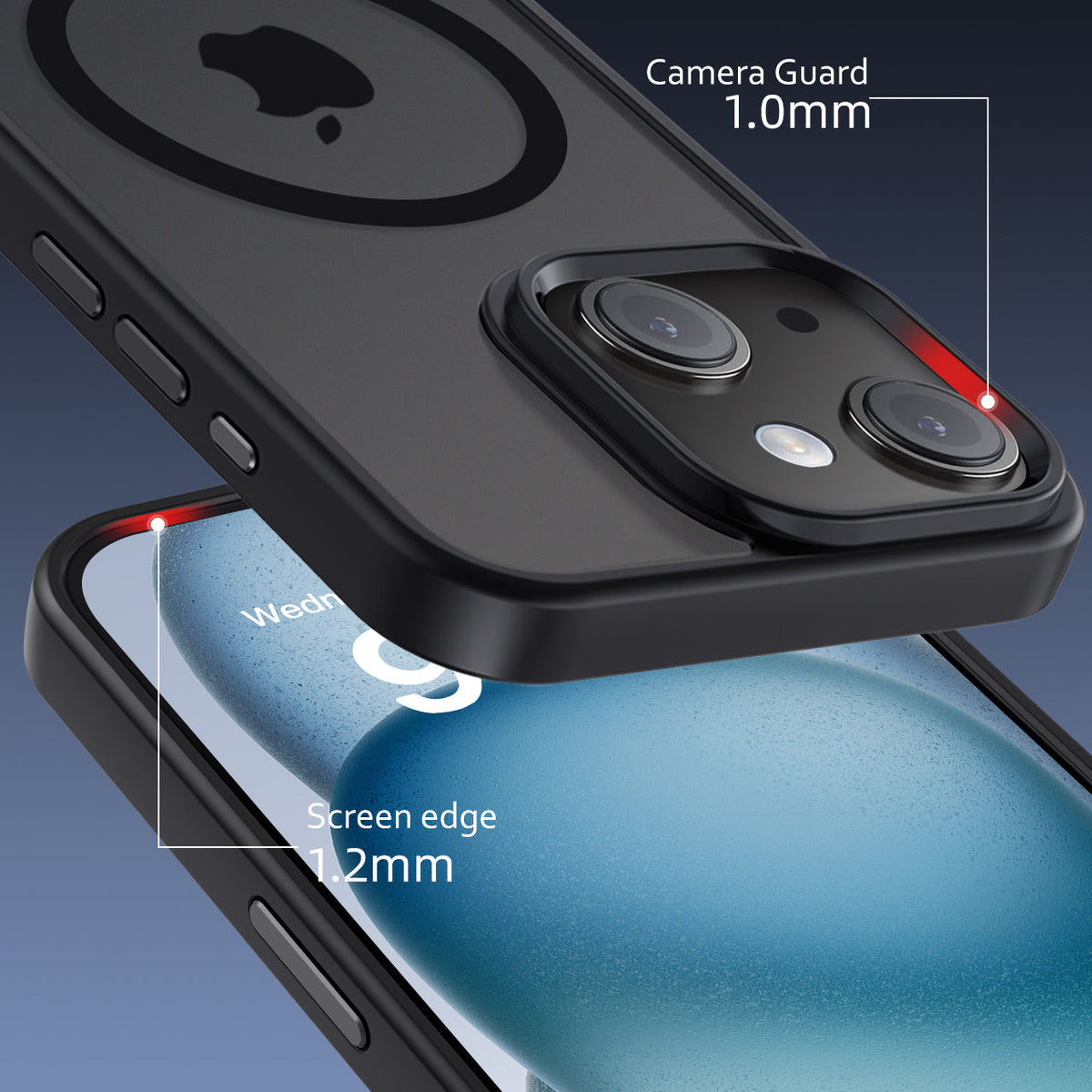 iPhone 15 Plus | Cover magnetica opaca nera | Immagine dettaglio 3