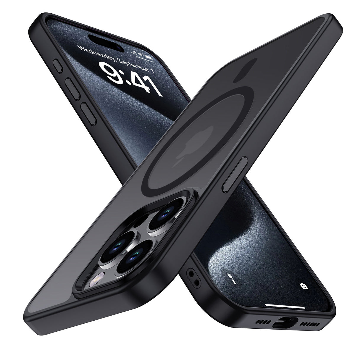 iPhone 15 Pro | Cover magnetica opaca nera | Vista principale