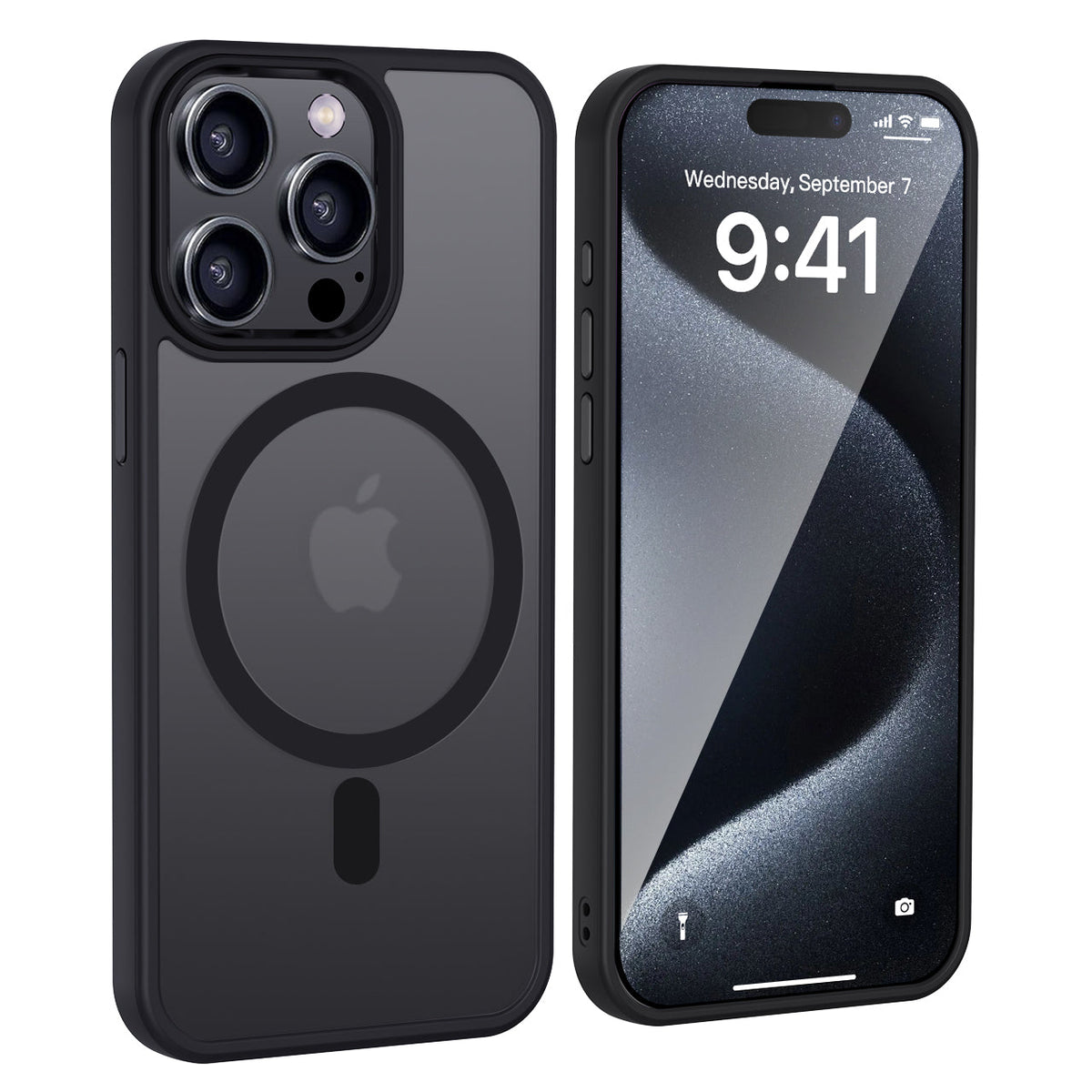 iPhone 15 Pro | Cover magnetica opaca nera | Immagine dettaglio 2