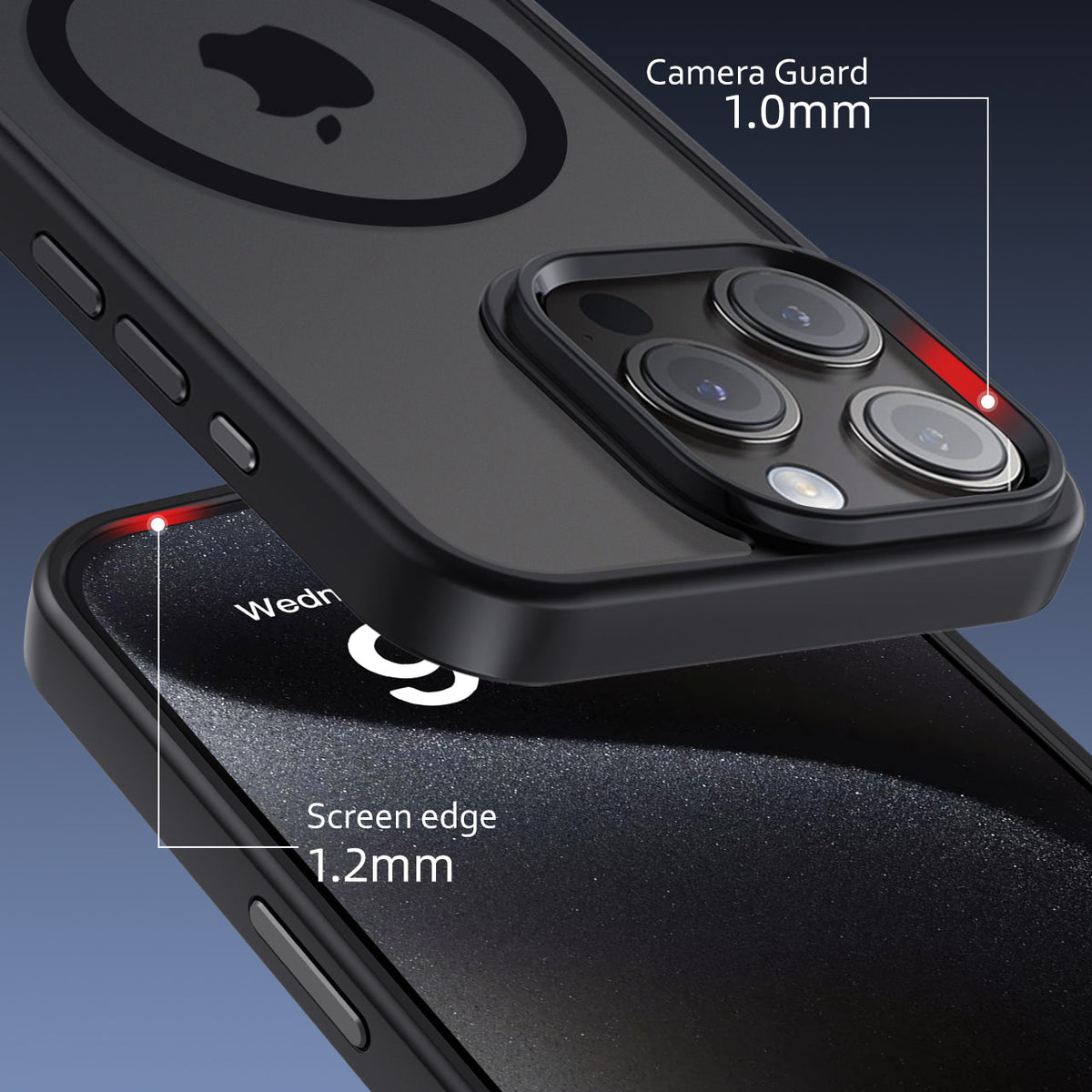 iPhone 15 Pro Max | Cover magnetica opaca nera | Immagine dettaglio 3