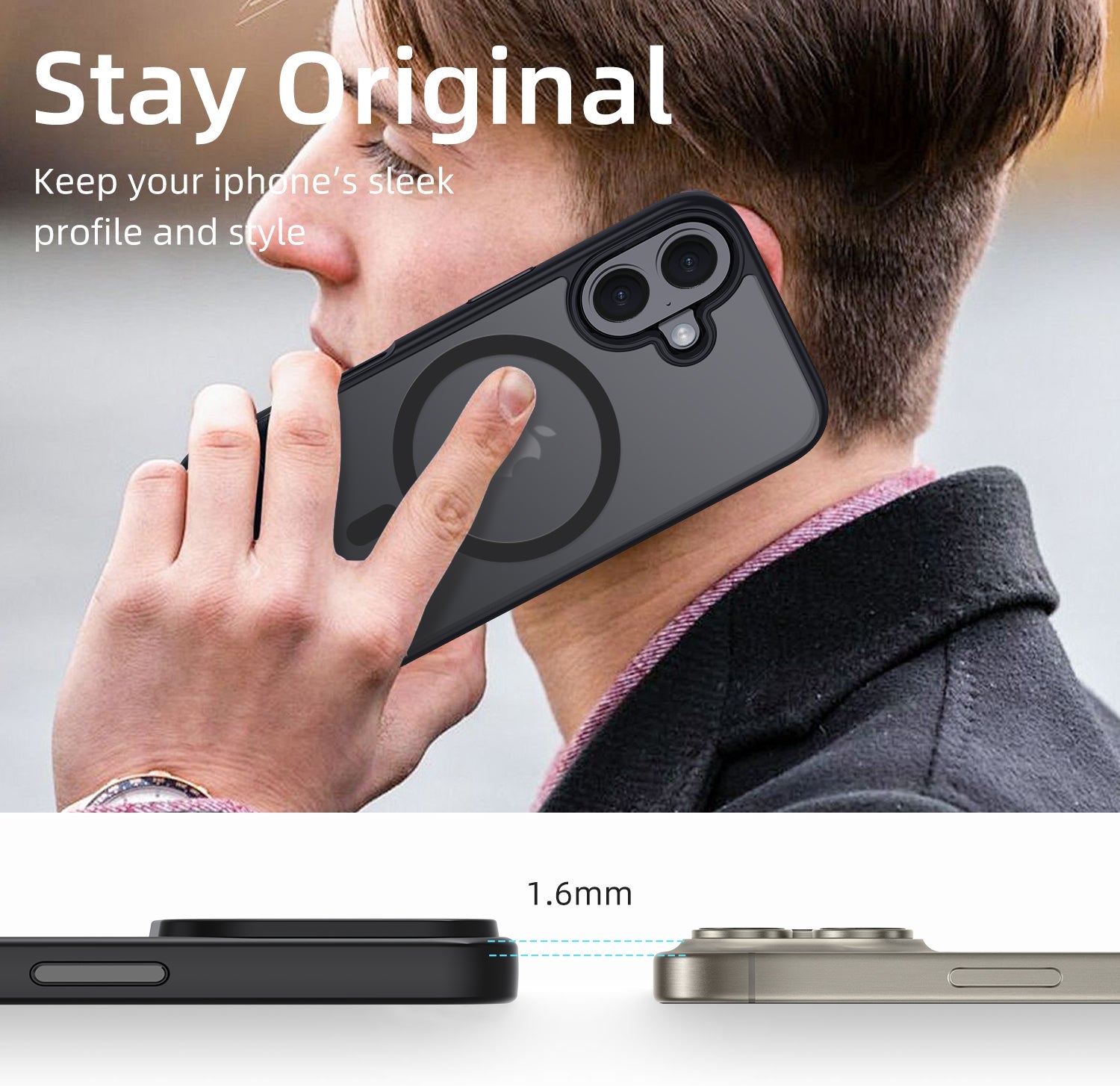 iPhone 16 | Cover magnetica opaca nera | Immagine dettaglio 9