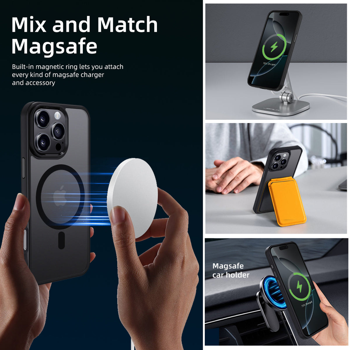 iPhone 16 Pro Max | Cover magnetica opaca nera | Immagine dettaglio 7