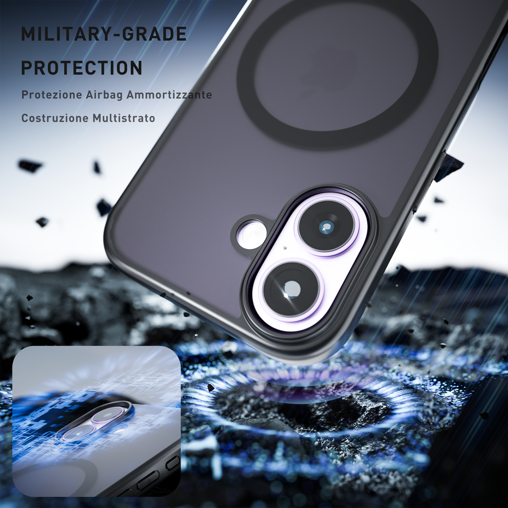 Cover magnetica opaca nera per iPhone 17 - dettagli