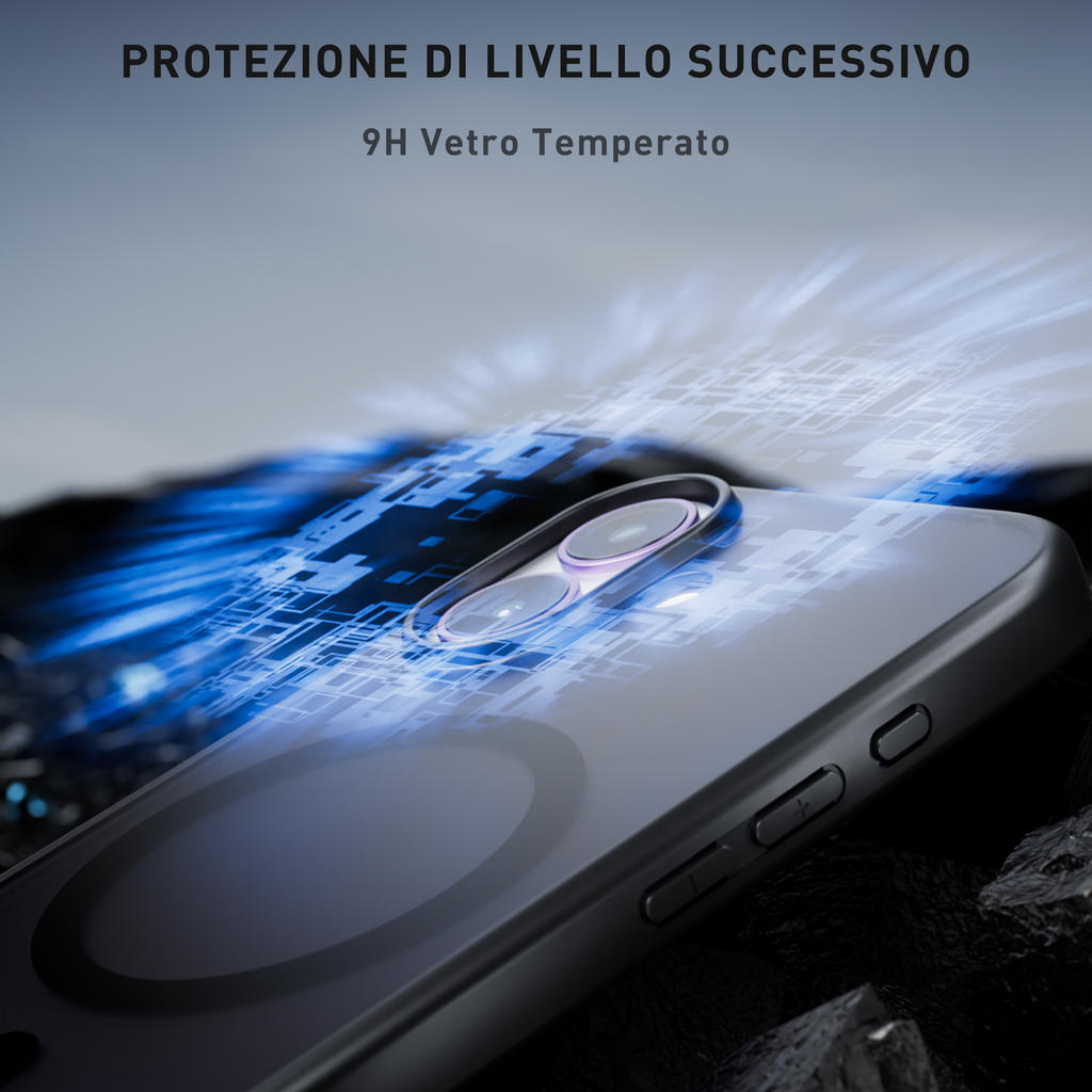 Cover magnetica opaca nera per iPhone 17 - compatibilità magnetica