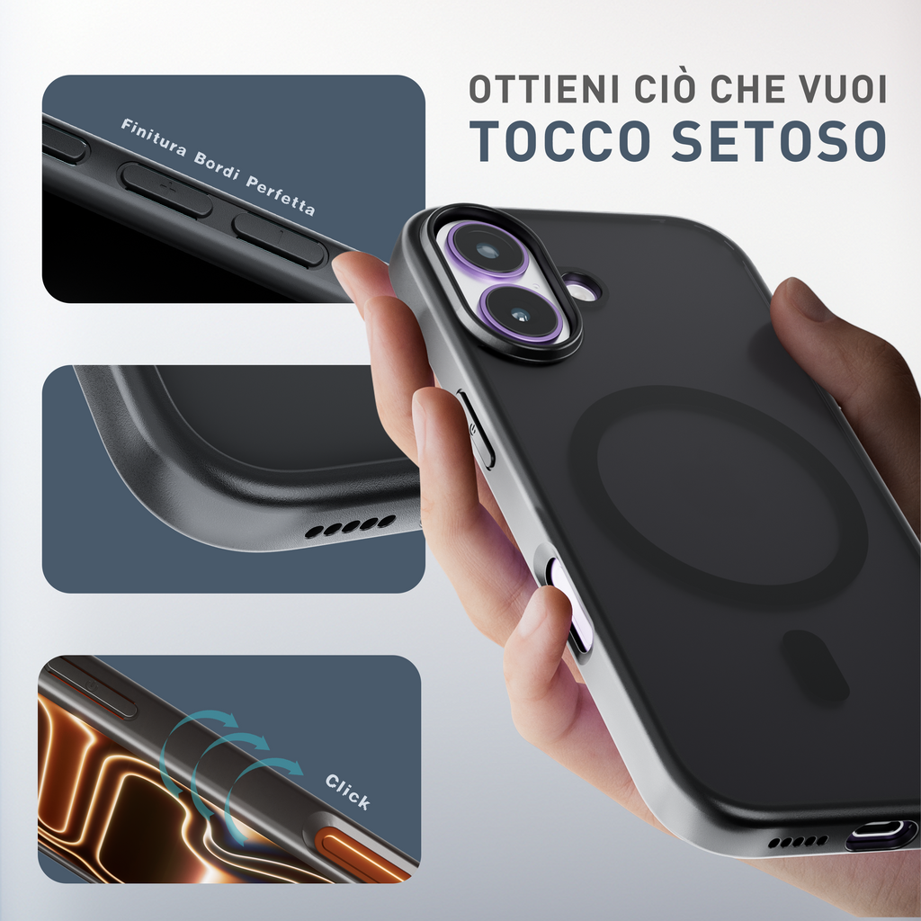 Cover magnetica opaca nera per iPhone 17 - impugnatura