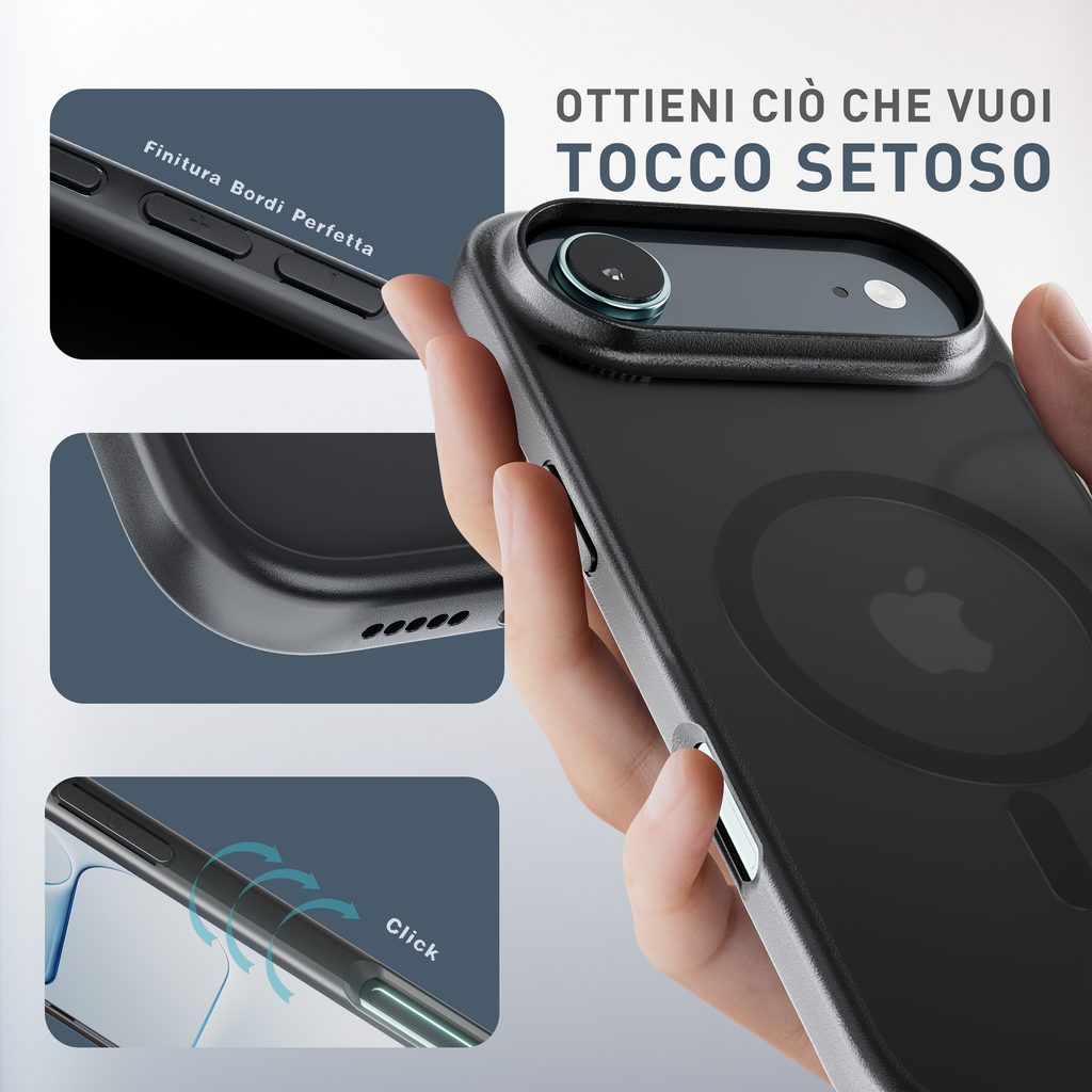 Cover magnetica opaca nera per iPhone 17 Air - impugnatura