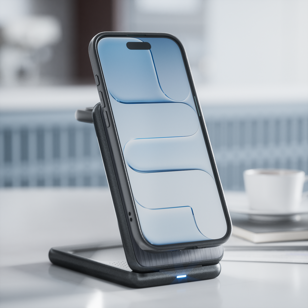 Cover magnetica opaca nera per iPhone 17 Air - scena d'uso