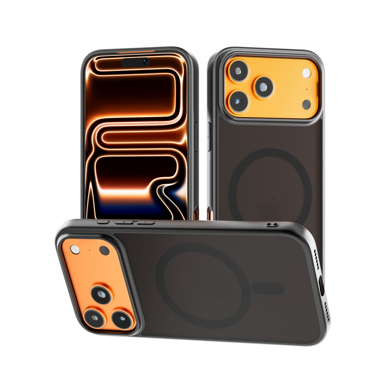 Cover magnetica opaca nera per iPhone 17 Pro e Pro Max - vista principale completa