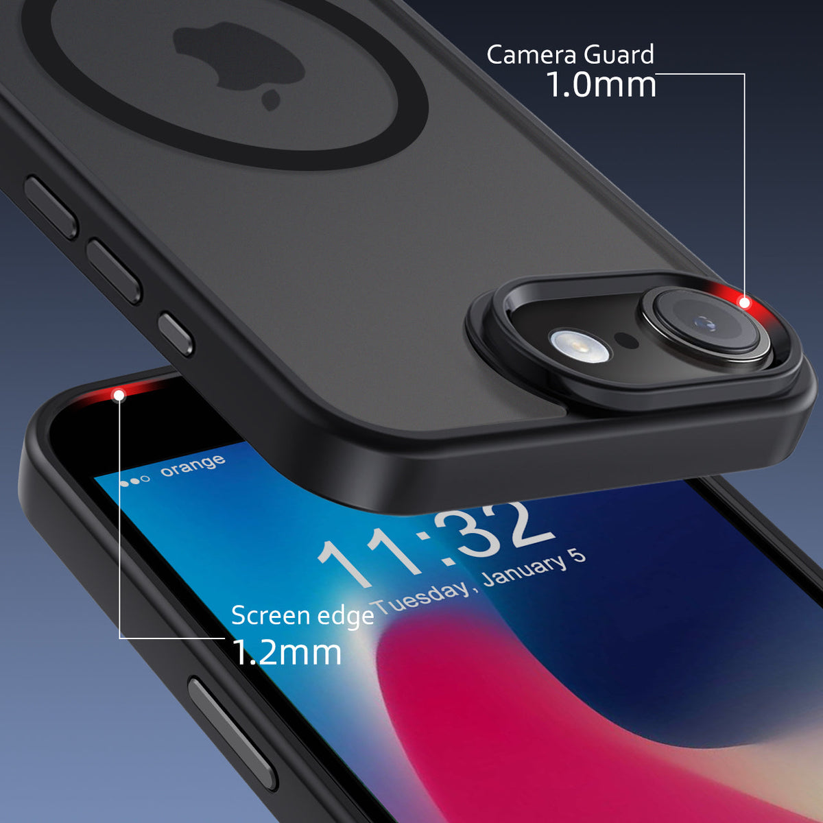 iPhone SE | Cover magnetica opaca nera | Immagine dettaglio 3