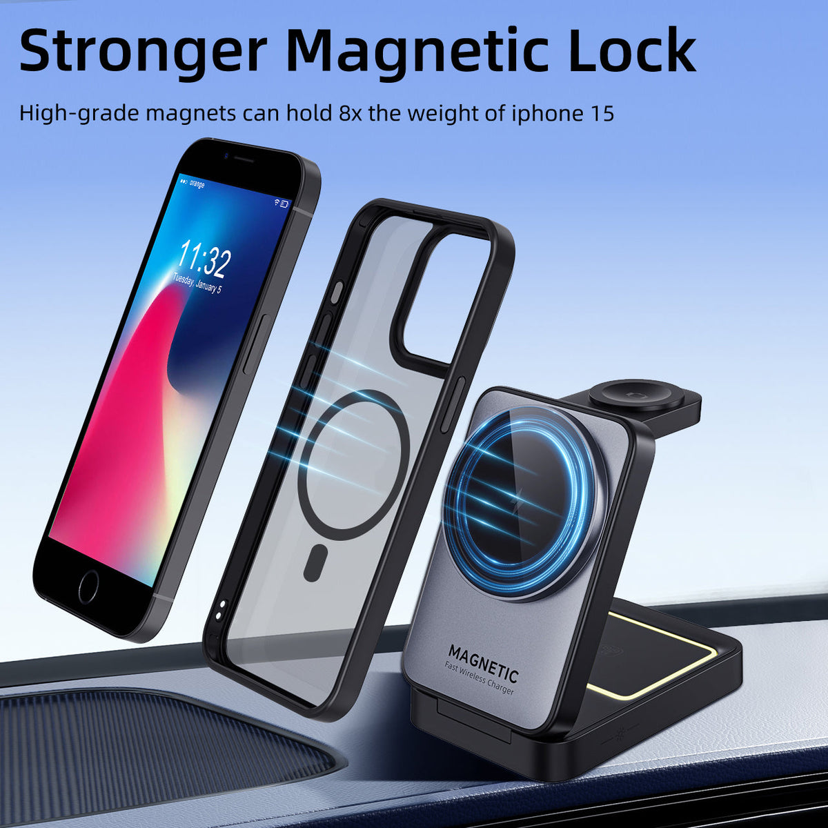 iPhone SE | Cover magnetica opaca nera | Immagine dettaglio 6