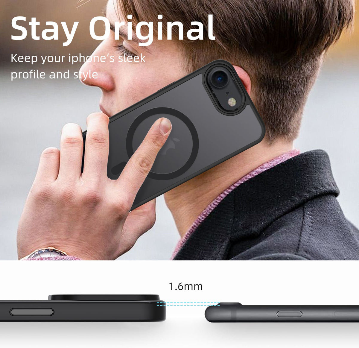 iPhone SE | Cover magnetica opaca nera | Immagine dettaglio 9