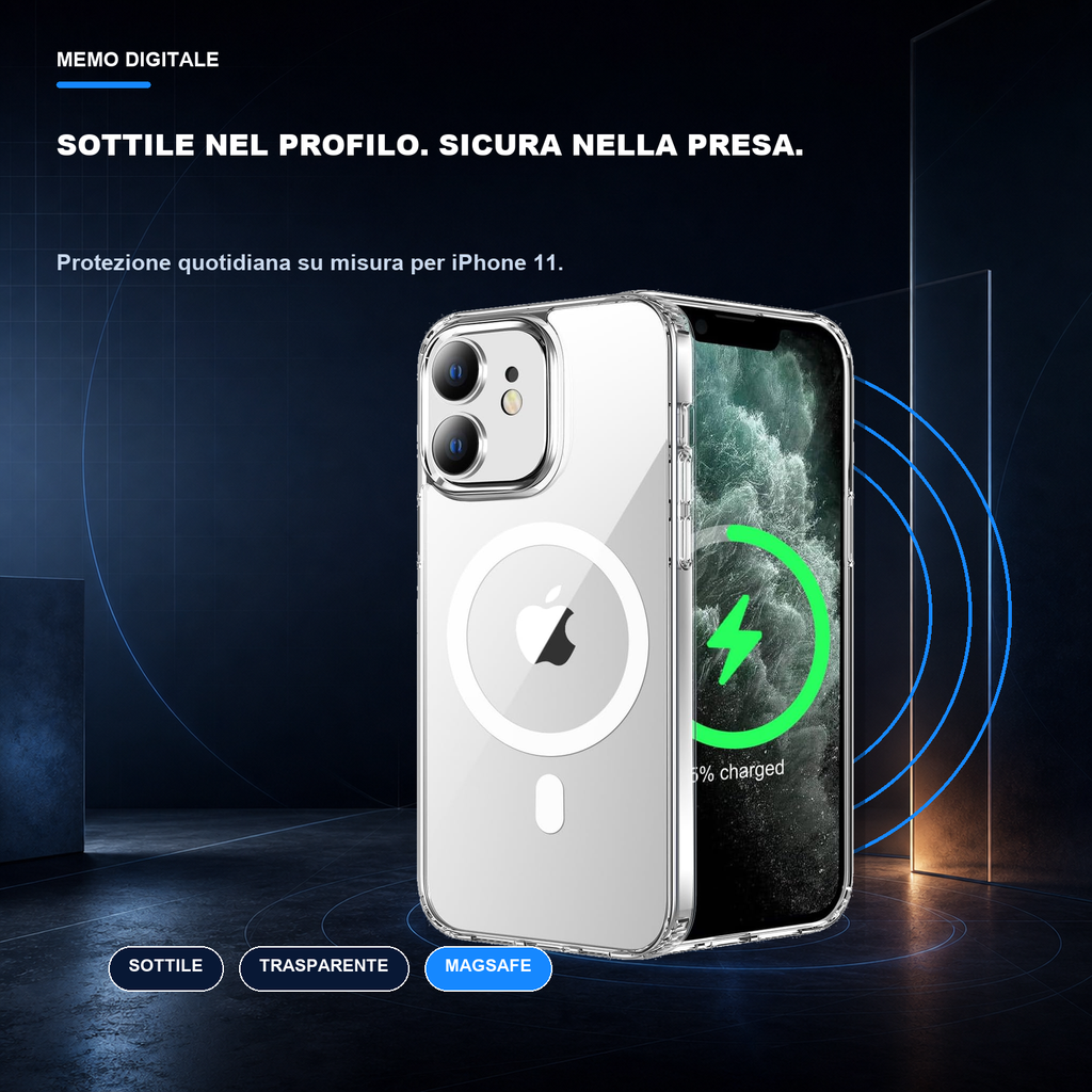 iPhone 11 | Cover trasparente MagSafe | Profilo sottile e presa sicura