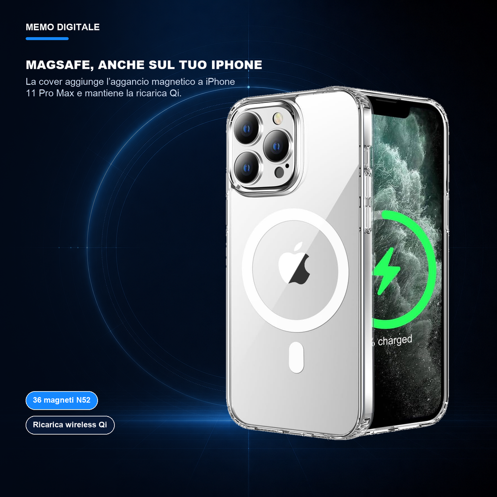 iPhone 11 Pro Max | Cover trasparente MagSafe | Aggancio magnetico preciso