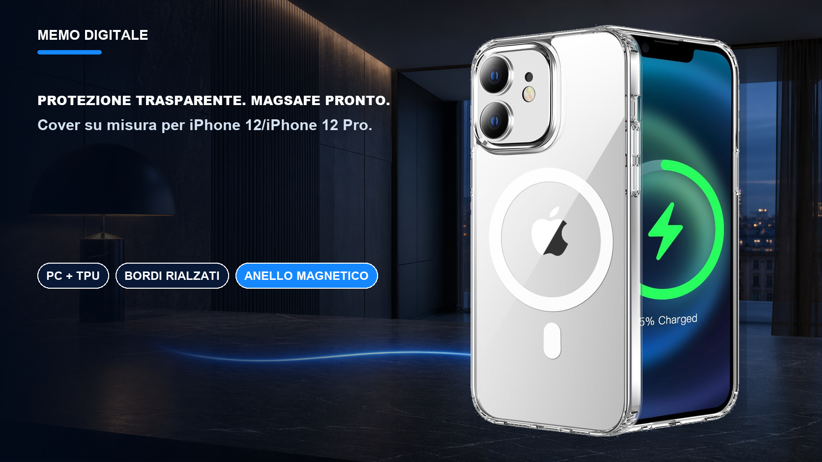 iPhone 12/iPhone 12 Pro · Protezione trasparente. MagSafe pronto.