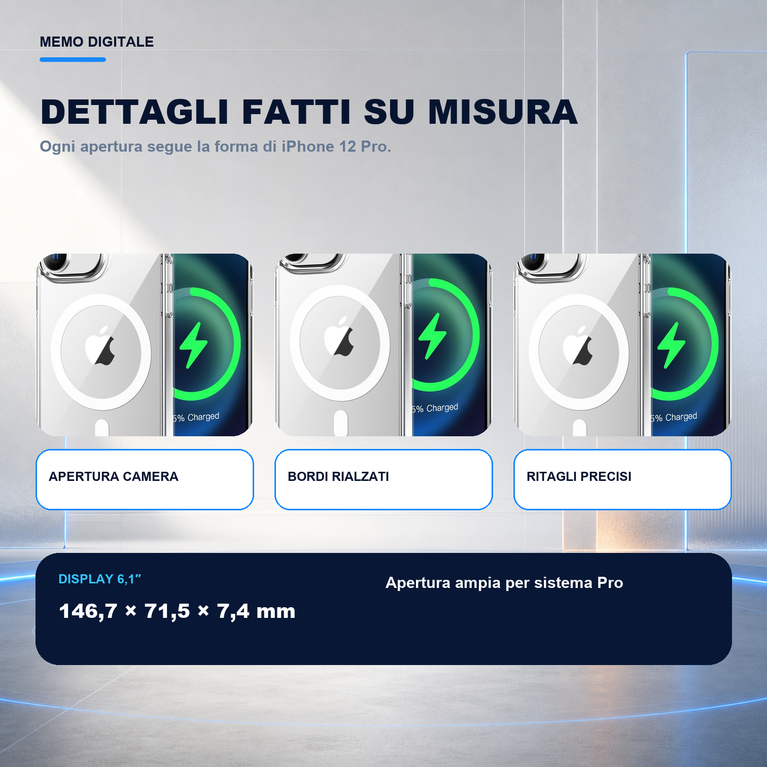 iPhone 12 Pro | Cover trasparente MagSafe | Dettagli e ritagli su misura