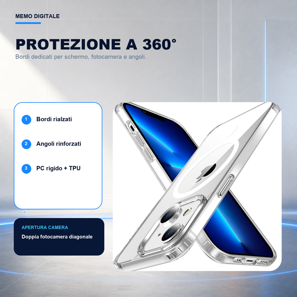 iPhone 13 | Cover trasparente MagSafe | Protezione a 360 gradi