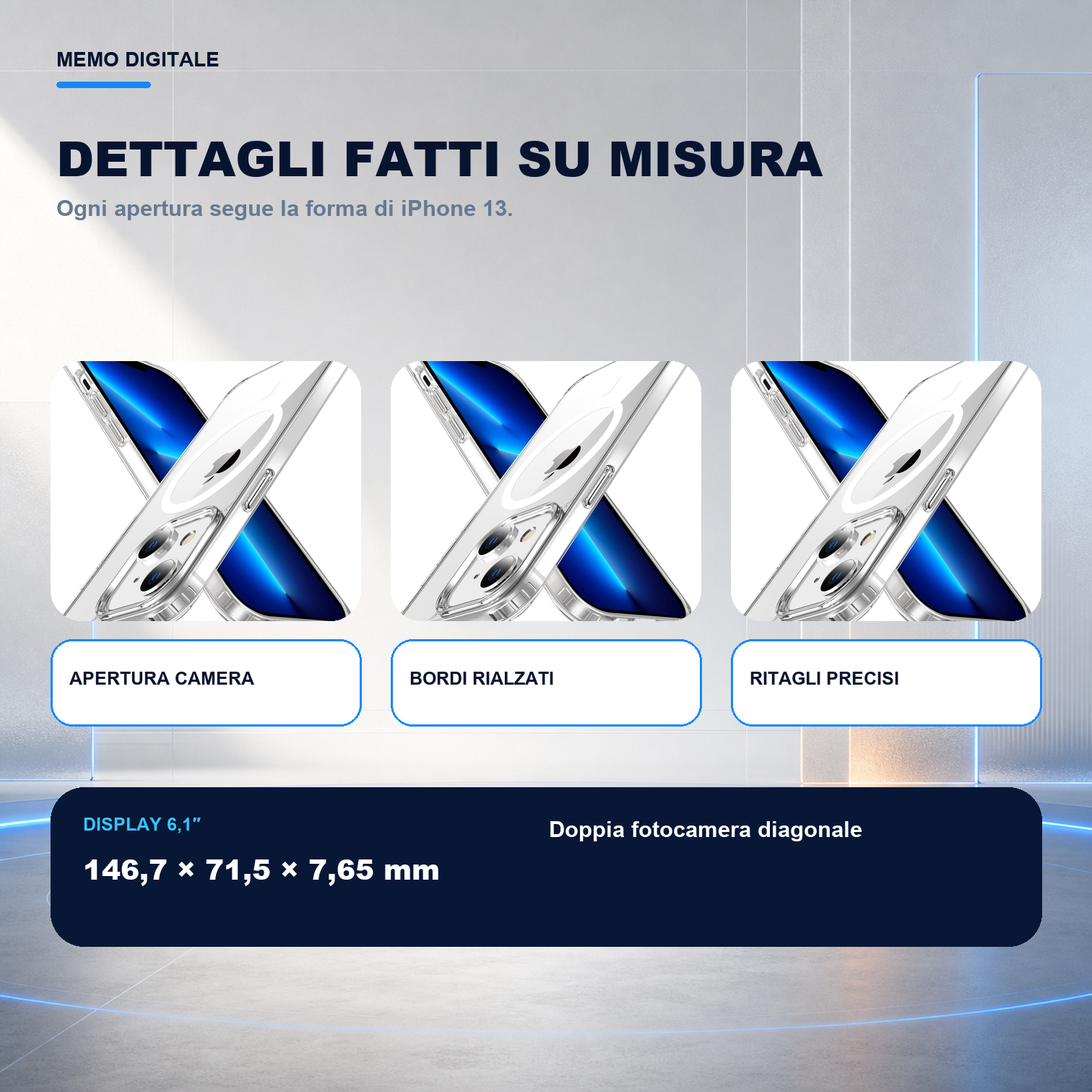 iPhone 13 | Cover trasparente MagSafe | Dettagli e ritagli su misura