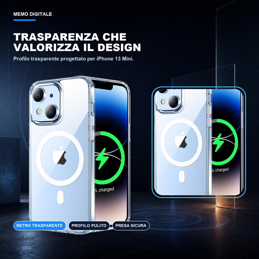 iPhone 13 Mini | Cover trasparente MagSafe | Trasparenza e design