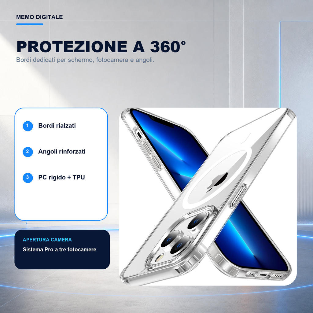 iPhone 13 Pro | Cover trasparente MagSafe | Protezione a 360 gradi