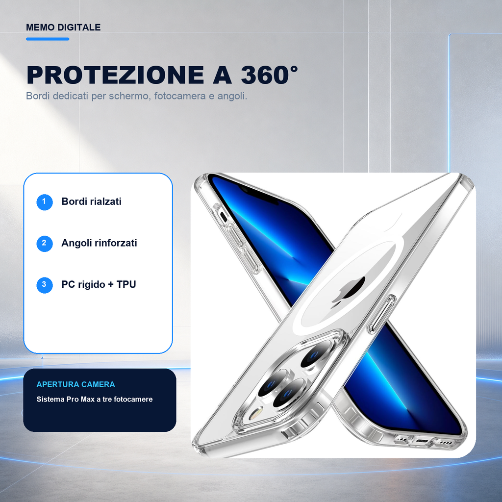 iPhone 13 Pro Max | Cover trasparente MagSafe | Protezione a 360 gradi