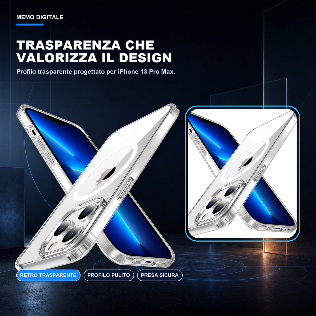 iPhone 13 Pro Max | Cover trasparente MagSafe | Trasparenza e design