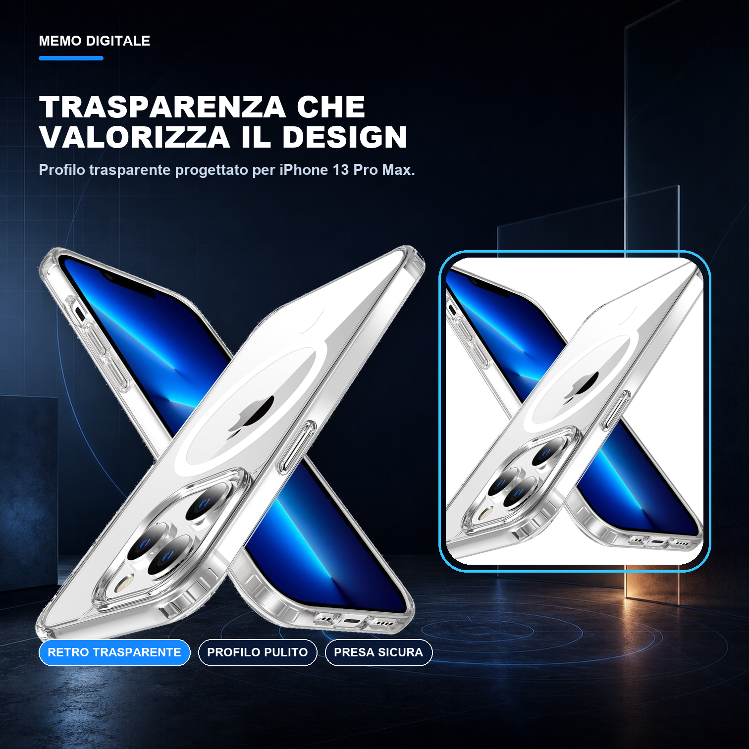 iPhone 13 Pro Max | Cover trasparente MagSafe | Trasparenza e design