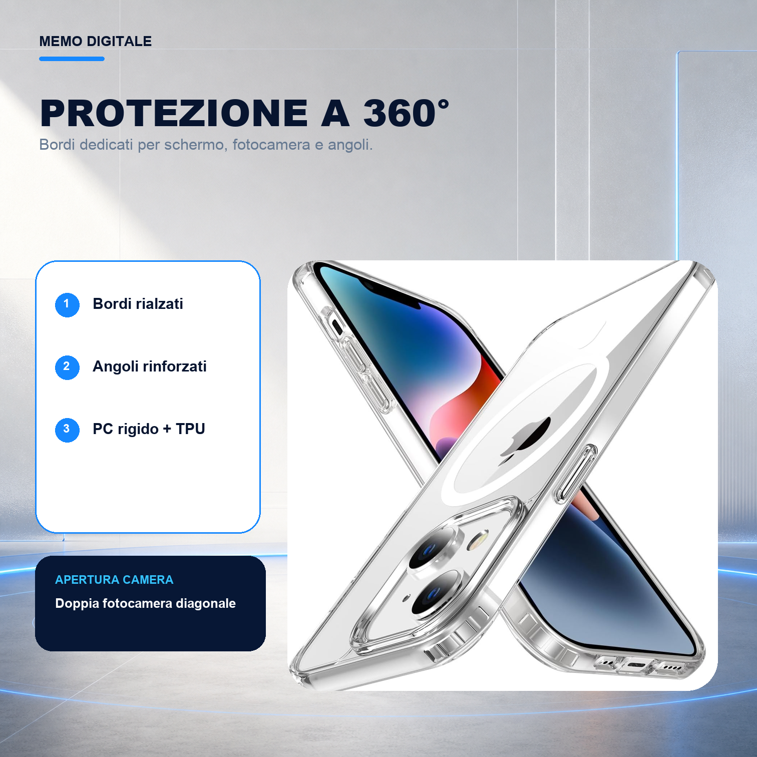iPhone 14 | Cover trasparente MagSafe | Protezione a 360 gradi