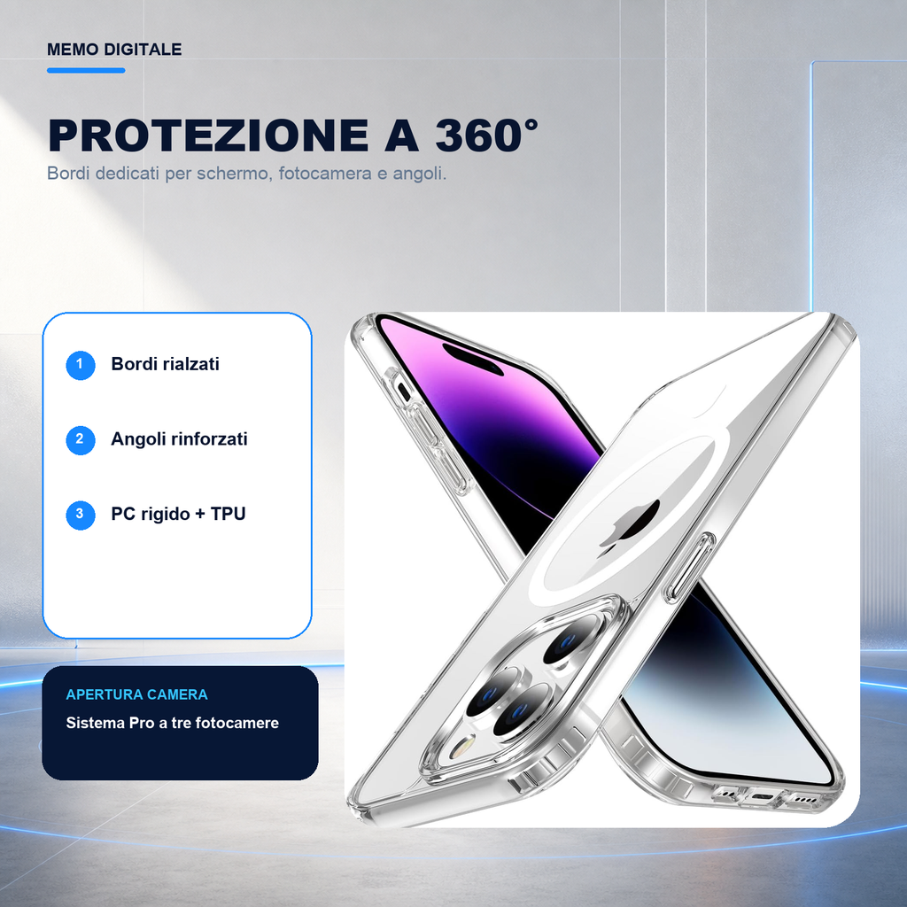 iPhone 14 Pro | Cover trasparente MagSafe | Protezione a 360 gradi
