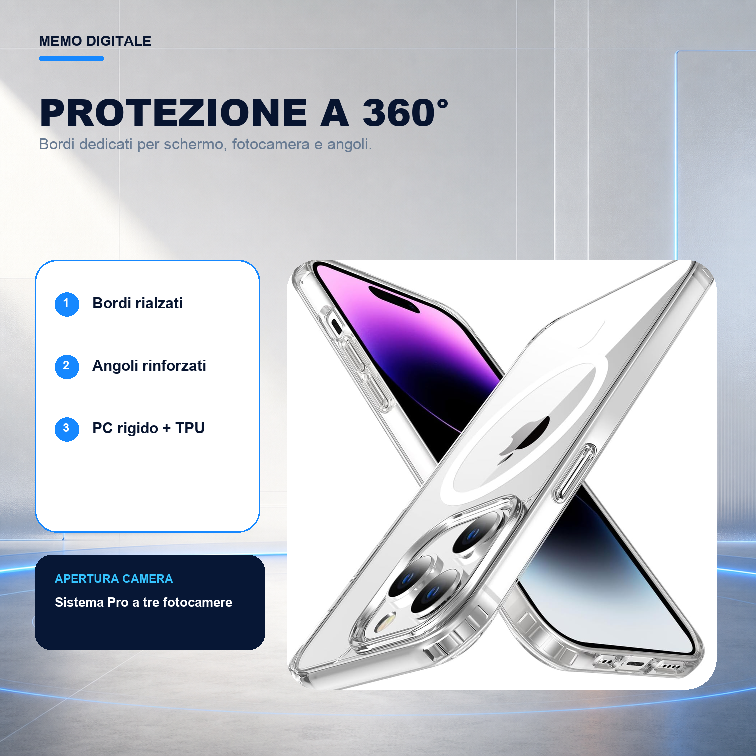 iPhone 14 Pro | Cover trasparente MagSafe | Protezione a 360 gradi