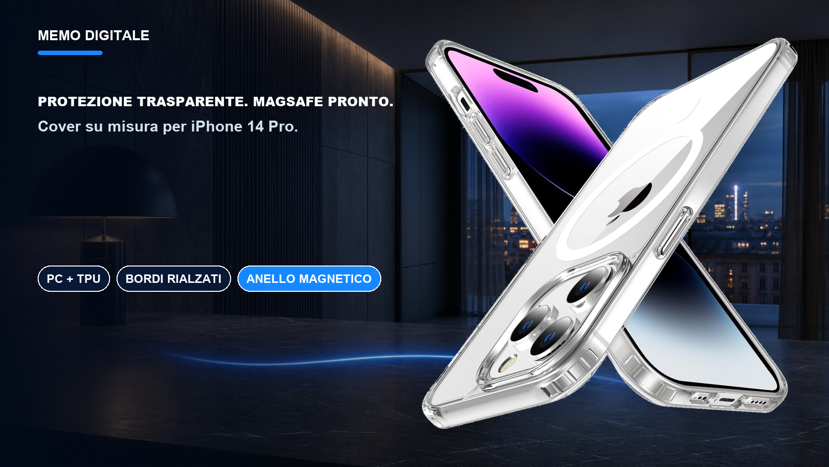 iPhone 14 Pro · Protezione trasparente. MagSafe pronto.