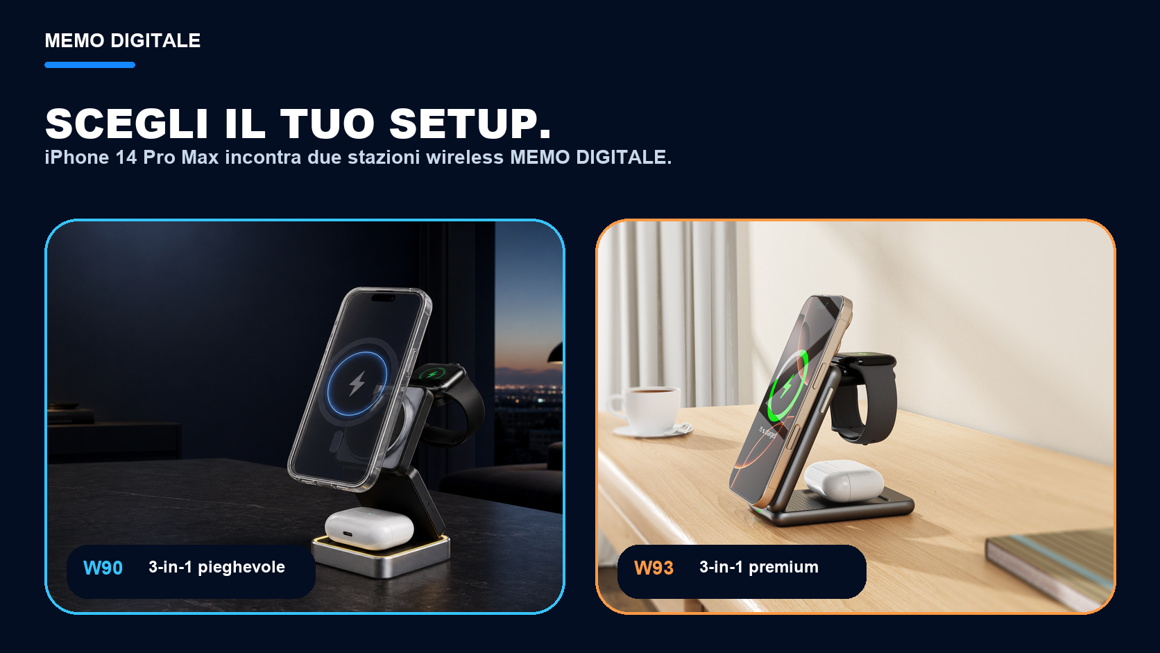 iPhone 14 Pro Max · Scegli il tuo setup: W90 + W93