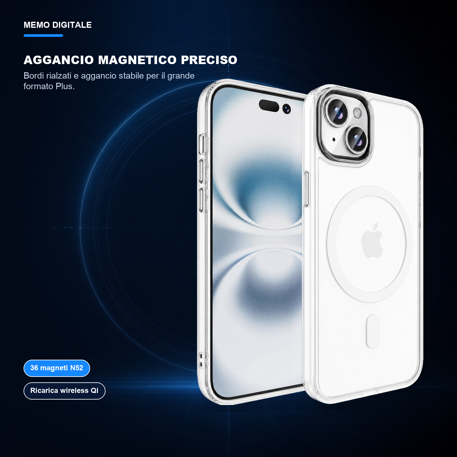 iPhone 15 Plus | Cover trasparente MagSafe | Aggancio magnetico preciso