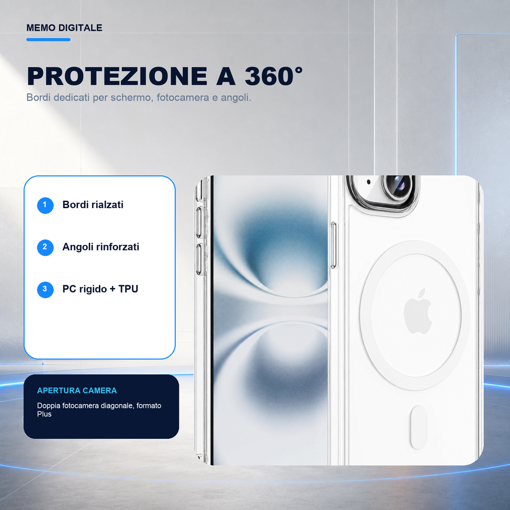 iPhone 15 Plus | Cover trasparente MagSafe | Protezione a 360 gradi