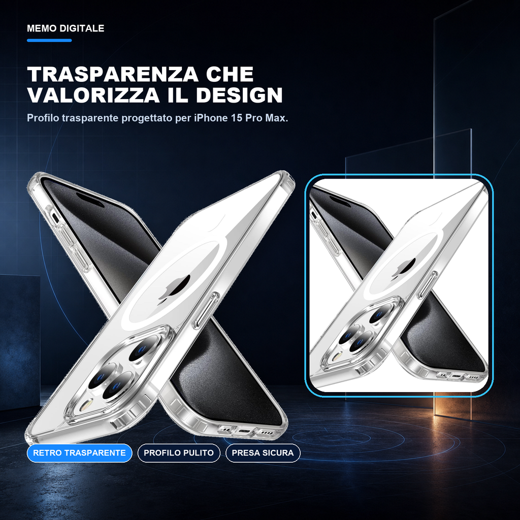 iPhone 15 Pro Max | Cover trasparente MagSafe | Trasparenza e design