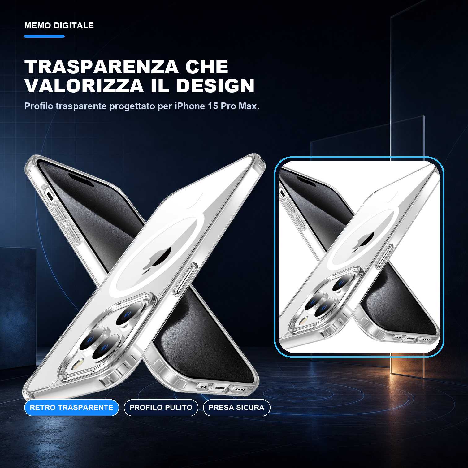 iPhone 15 Pro Max | Cover trasparente MagSafe | Trasparenza e design