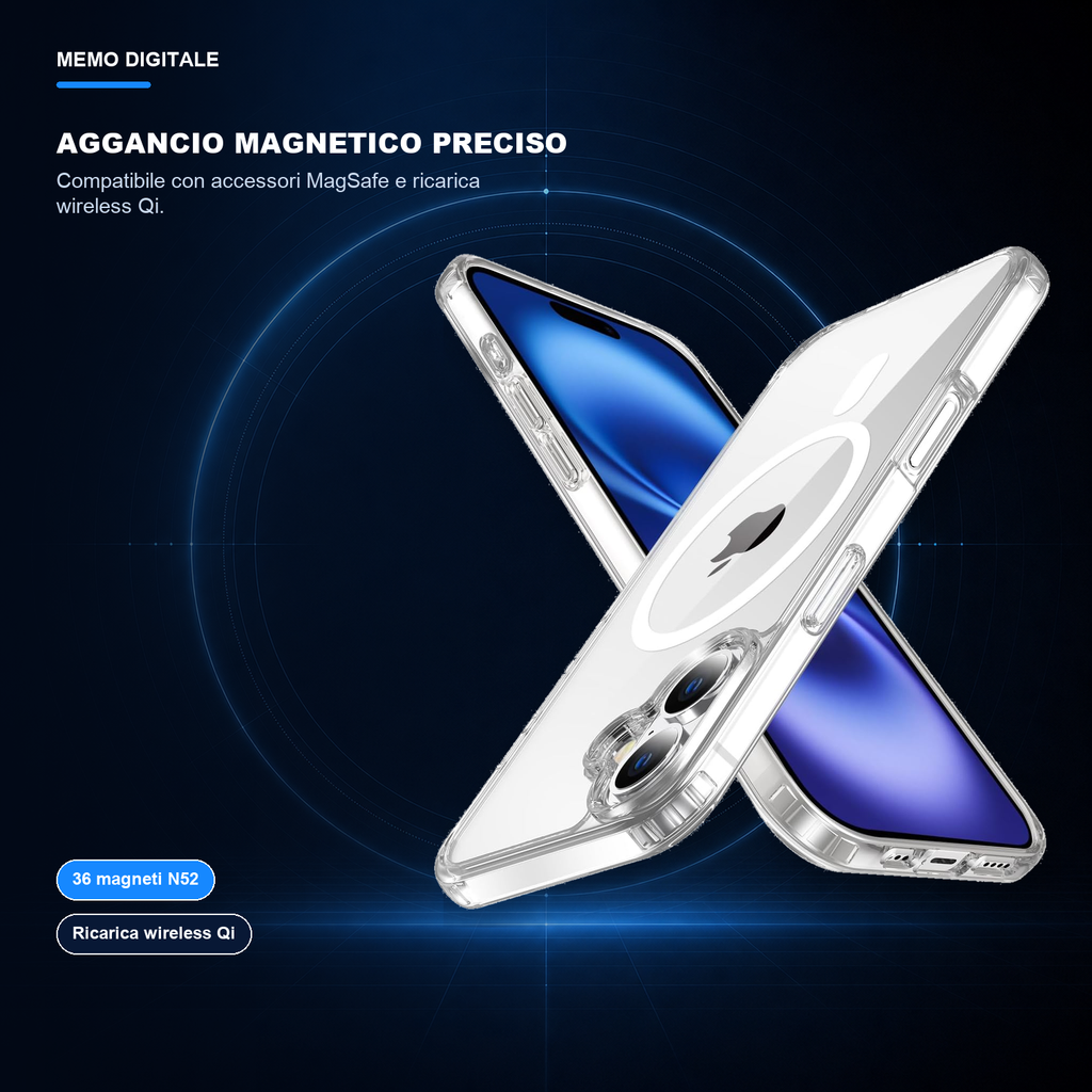 iPhone 16 | Cover trasparente MagSafe | Aggancio magnetico preciso
