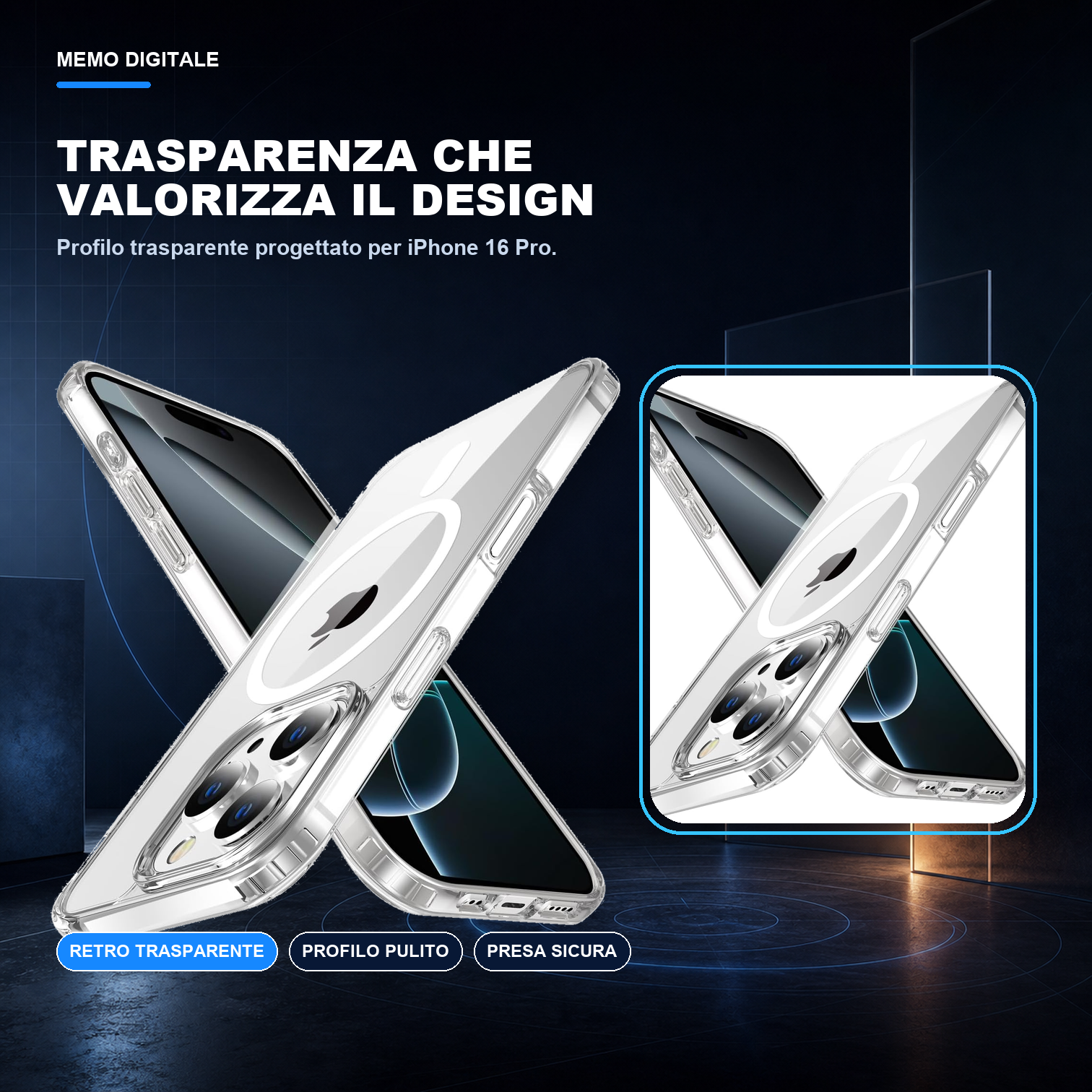iPhone 16 Pro | Cover trasparente MagSafe | Trasparenza e design