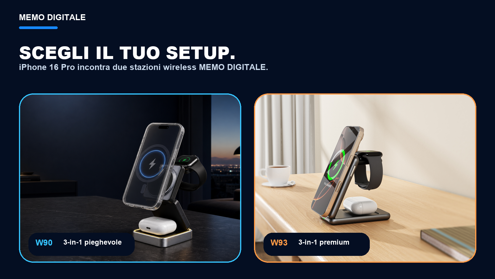 iPhone 16 Pro · Scegli il tuo setup: W90 + W93