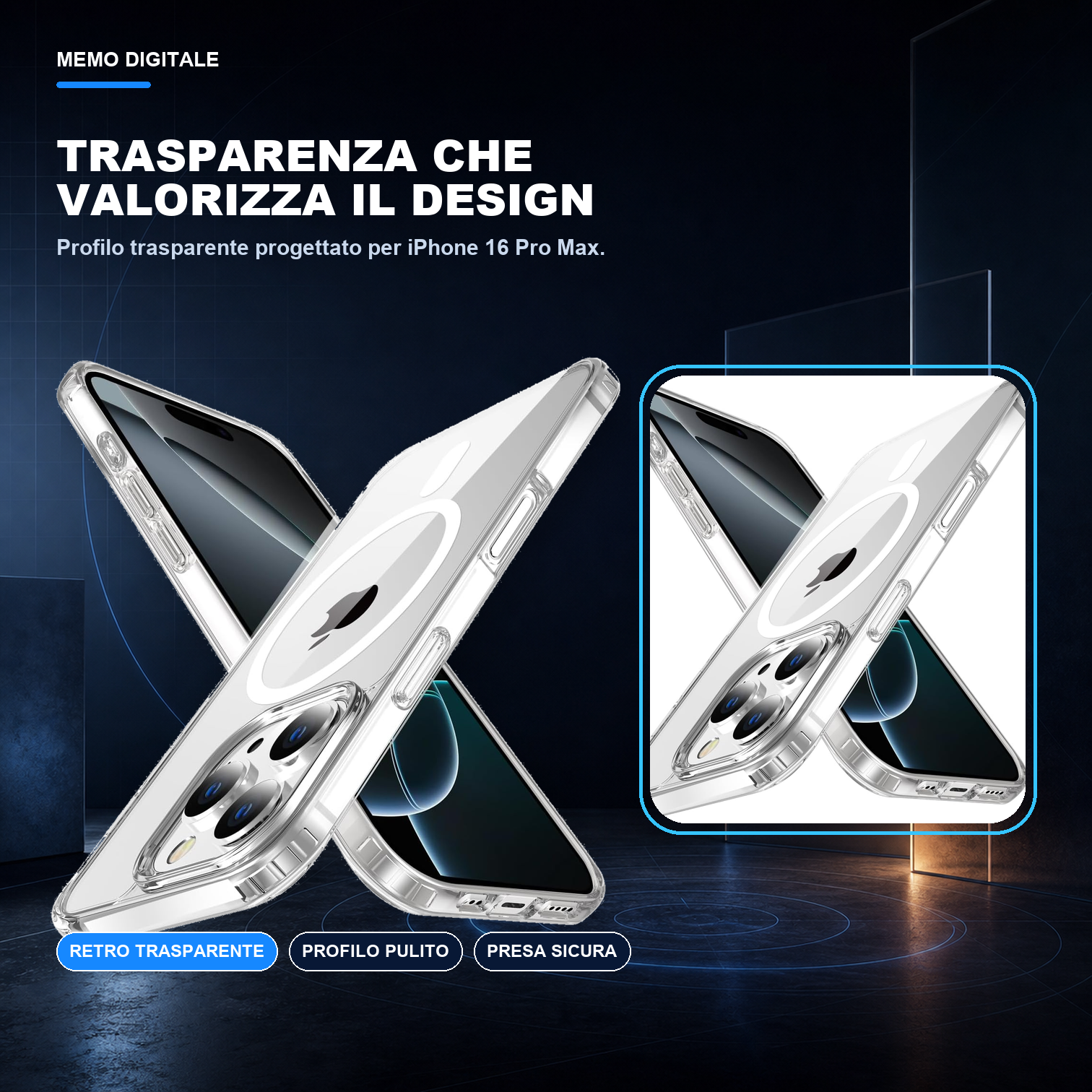 iPhone 16 Pro Max | Cover trasparente MagSafe | Trasparenza e design