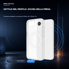 iPhone 16e / iPhone 17e | Cover trasparente MagSafe | Profilo sottile e presa sicura
