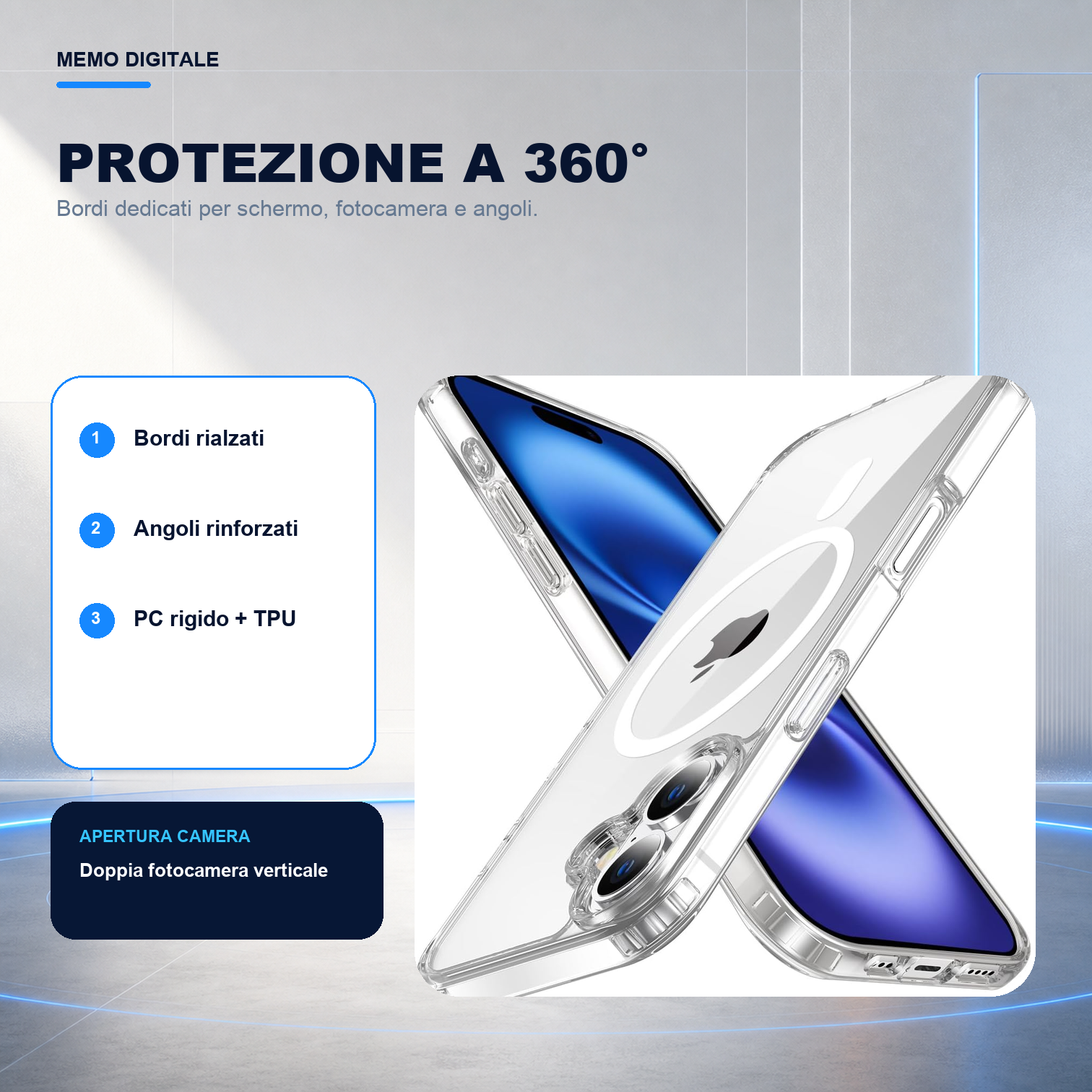 iPhone 17 | Cover trasparente MagSafe | Protezione a 360 gradi